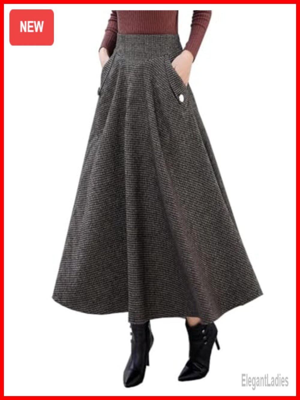 Wool Blend Plaid High Waisted Mini Skirt